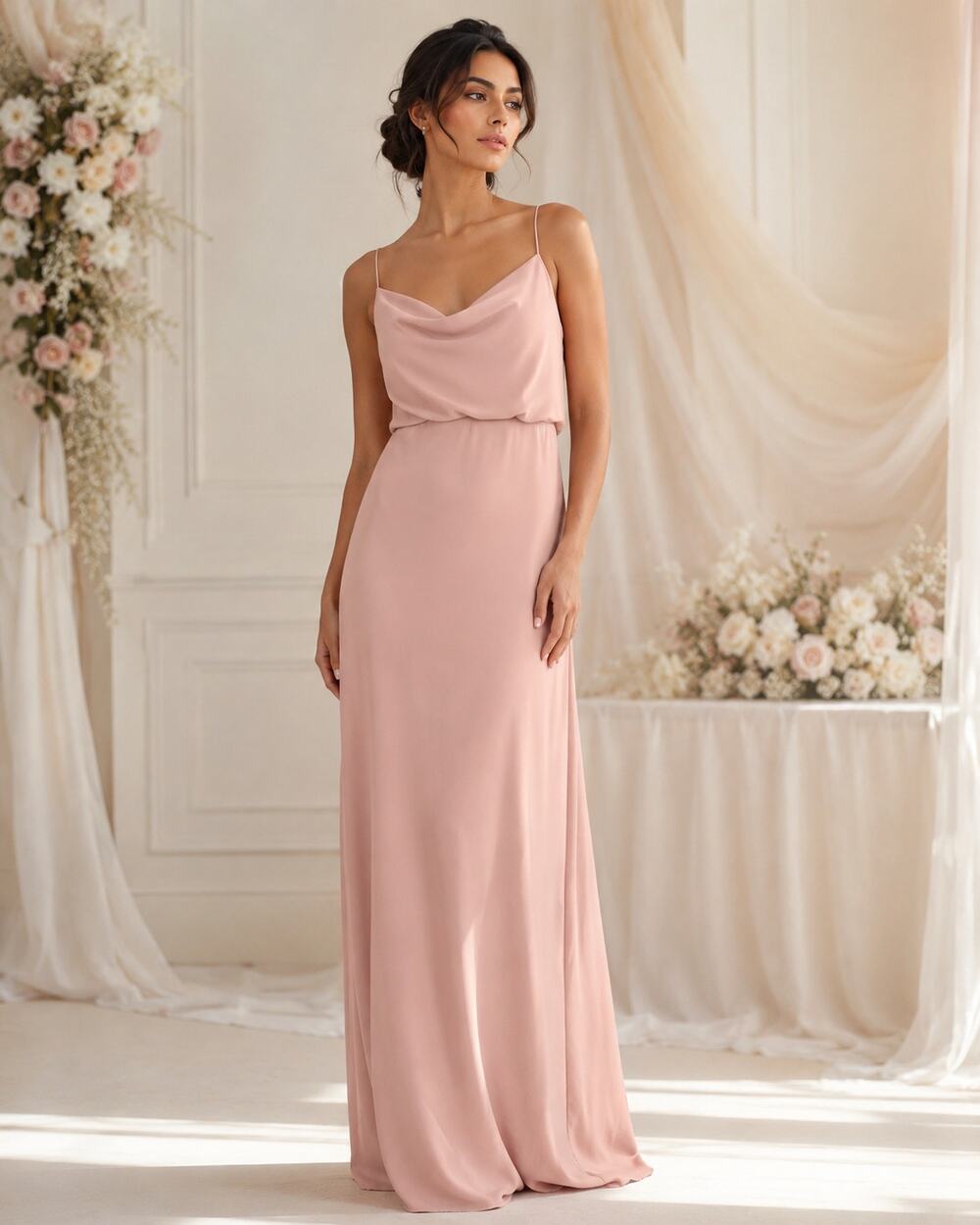 Jenny Yoo Bianca Bridesmaid Dress 10 Medium Whipped Apricot Blush Pink Gown NWT